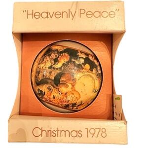 Heavenly Peace 1978 Christmas Ornament Bulb Baby Animals & Baby Jesus 4” in box